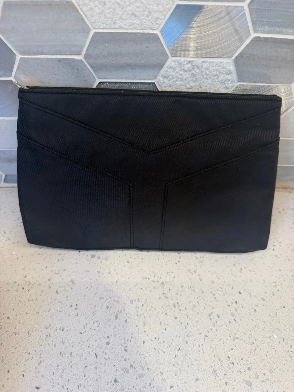 Yves Saint Laurent Black “Parfums” bag with Gold Logo Zipper